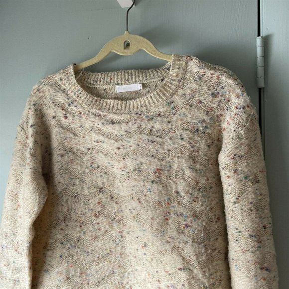 LOGG cropped sweater H&M marled Tweed Fuzzy beige - Picture 2 of 8